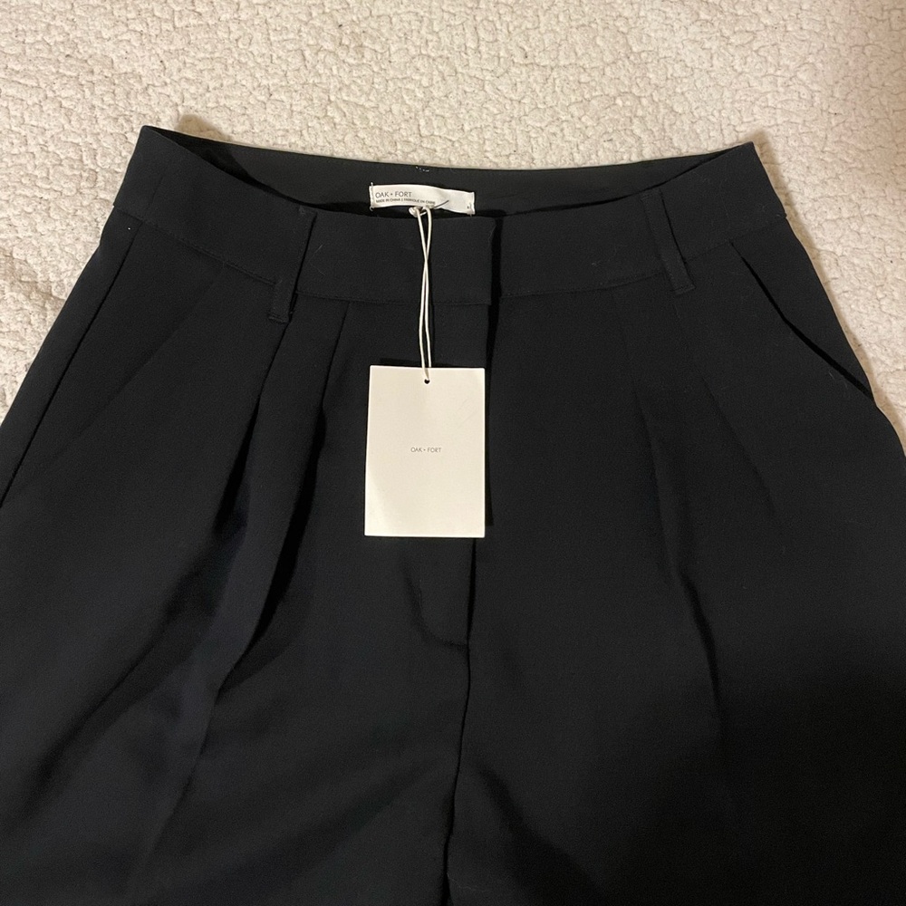 NWT Oak + Fort wide leg black trouser suit dress pants